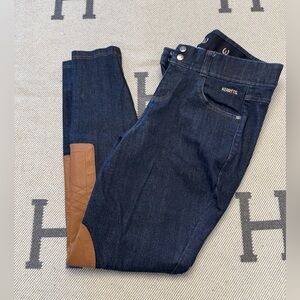 Kerrits Dark Denim Riding Pants with Tan Patches